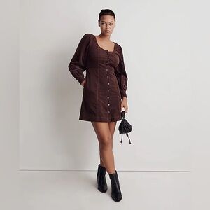 NWT Madewell Corduroy Seamed Mini Dresss
